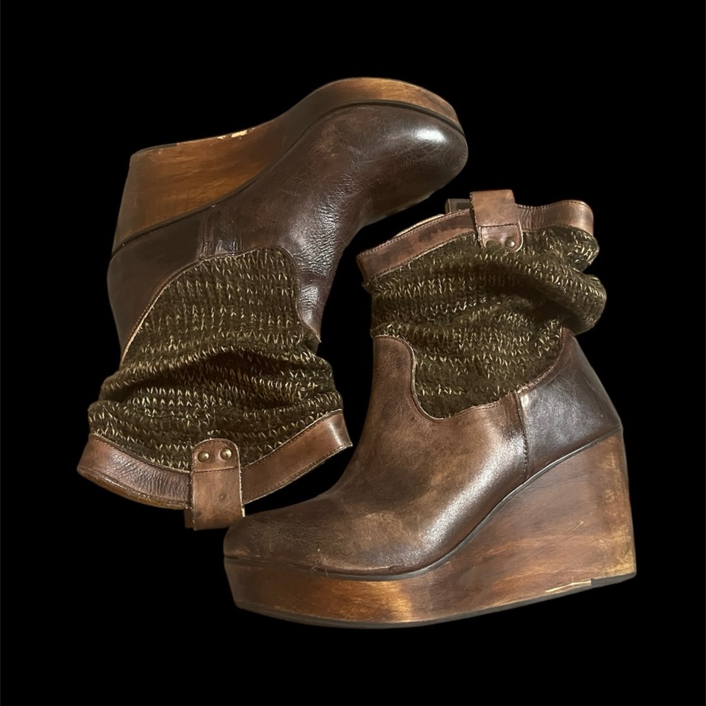 Bed Stu Brown Wedge Boots